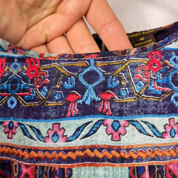 Vineet Bahl Prudence Blouse Womens M Embroidered Paisley Bohemian Anthropologie - Picture 3 of 10